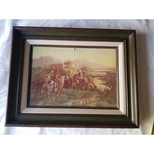 C.M. Russell Western Art Print 14x18 – Framed Cowboy & Native American Scene